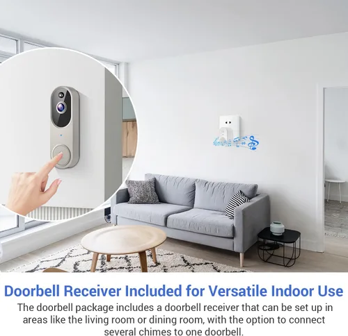 Miniatura 7 de Timbre inalámbrico de 1080p para seguridad del hogar, funciona con pilas, vista en vivo, almacenamiento en la nube, detección humana AI, visión