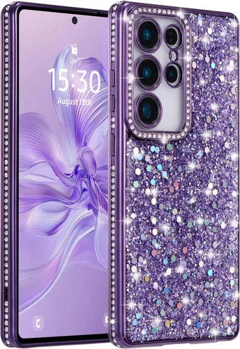 Miniatura 9 de FABSPARK Funda para Samsung Galaxy S22, Cristal Brillante Diamante Pedrería Lentejuela Brilloso Reluciente Espumoso Brillante Lujoso Galvanizado