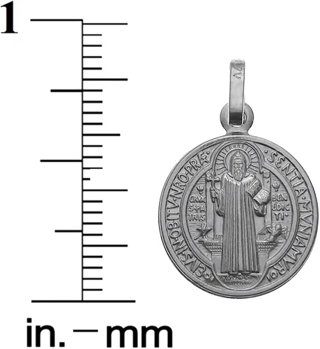 Miniatura 3 de Plata de ley 925Saint Benedict Encanto Colgante, fabricado en Italia, 15mm de diámetro