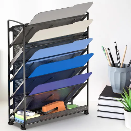 Miniatura 3 de Simple Houseware Organizador de documentos y cartas para montar en pared, de 6 niveles, negro