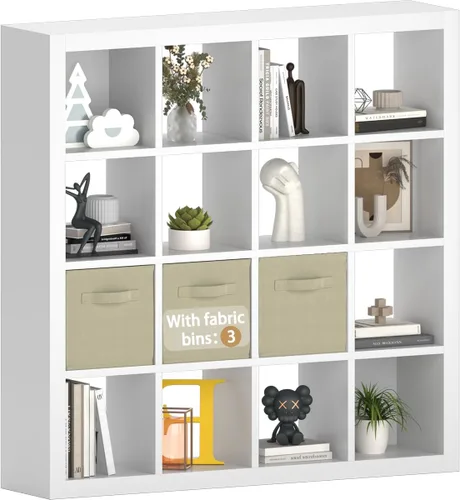 Miniatura 49 de furtble Estantería organizadora de almacenamiento de 8 cubos, moderna estantería abierta de madera, estante de exhibición multifuncional para sala
