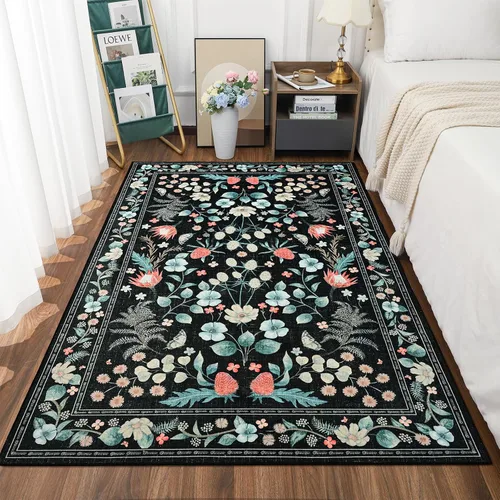 Miniatura 25 de Przemy Alfombra de Pasillo para Dormitorio, 2x6 pies Alfombra Lavable Antideslizante, Pequeña Alfombra Floral para Entrada, Pasillo, Cama de Niñas