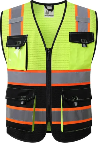 Miniatura 11 de JKSafety - Chalecos de seguridad reflectantes de alta visibilidad para hombres y mujeres, con bolsillos, ropa de seguridad de malla
