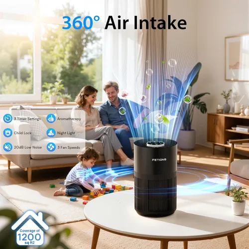 Miniatura 3 de Purificadores de aire para dormitorio y hogar, filtro de aire silencioso con luz nocturna de modo de sueño