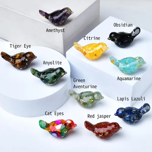 Miniatura 4 de 10PCS Crystal Bird Figurines Mini Resin Animal Statues Small Decorative Glass Birds for Home Decor Fairy Garden Supplies Unique Gifts for Women and