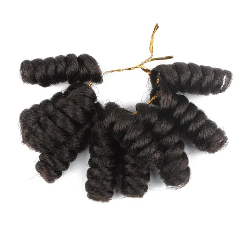 Miniatura 9 de Saniay - 3 paquetes de trenzas de ganchillo cortas trenzadas de ganchillo con espiral, rizos con espiral jamaicana, 20 mechones por paquete