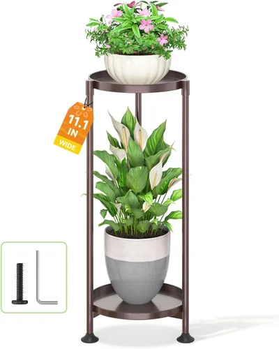 Miniatura 19 de LASZOLA Soporte plegable para plantas de interior de 7 niveles para múltiples macetas grandes, estante ajustable alto y resistente con bandeja de 10