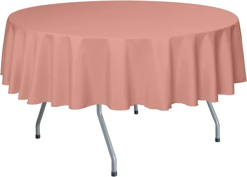 Miniatura 31 de Ultimate Textile Mantel redondo de lino de poliéster de 72 pulgadas, color rosa hielo