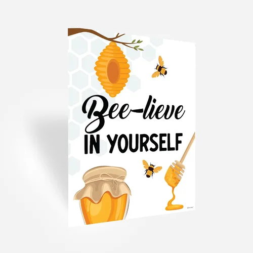 Miniatura 3 de Decorably 15 carteles de bienvenida con temática de abejas para aulas, escuela primaria, secundaria, inspirador, laminado mate con diseño vibrante