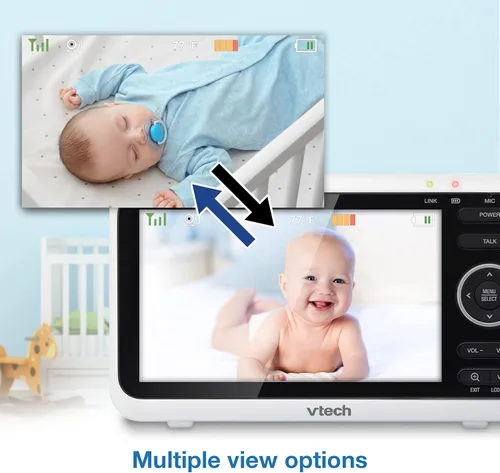 Miniatura 8 de VTech [Actualizado] Monitor de bebé VM350-2, pantalla de 5 pulgadas, 2 cámaras, rango de 1000 pies, visión nocturna, audio de 2 vías, canciones