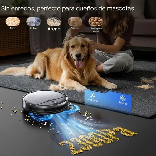 Miniatura 5 de Combo robot de aspiradora y trapeador, succión fuerte de 2300 Pa, caja de polvo 2 en 1 y tanque de agua, funciona con Alexa/Google Assistant, largo