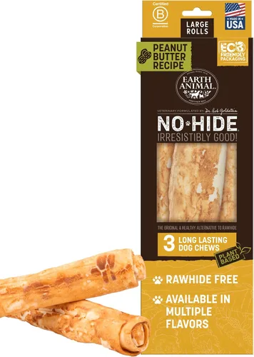 Miniatura 12 de Earth Animal No Hide Chews - Rollos masticables para perros grandes sin cuero crudo de larga duración, pollo - 2