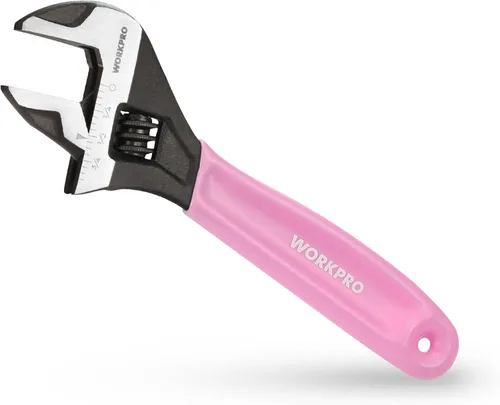 Miniatura 11 de WORKPRO Llave ajustable de 10 pulgadas, llave de mandíbula ancha de acero Cr-V con óxido negro, escalas métricas y SAE, para el hogar, garaje, Azul