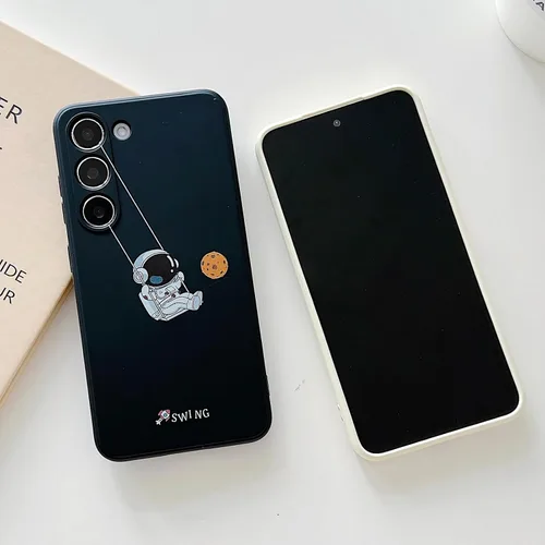 Miniatura 11 de Yonds Queen para Samsung Galaxy S21 Funda Linda, Diseño de Astronauta de Dibujos Animados, Espacio, Luna, Cohete, Elegante Cubierta Amortiguadora