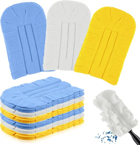 Miniatura 13 de Zubebe 40 piezas de repuesto de plumero de forro polar reutilizables, plumeros planos de plumas, almohadillas de limpieza lavables para múltiples