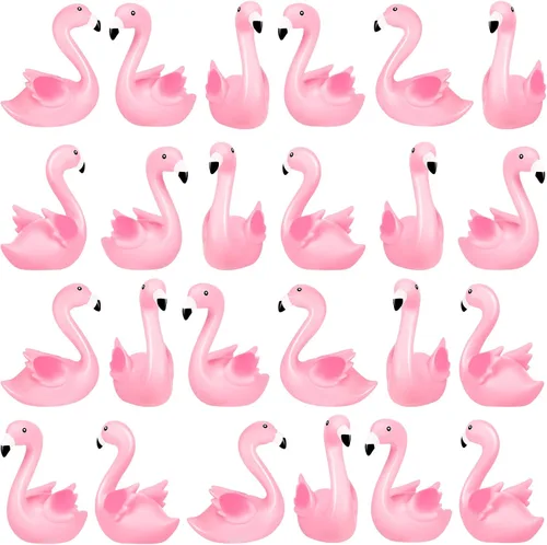 Miniatura 10 de Patos de goma de flamenco rosa, 12 juguetes de baño de flamenco a granel para niños, decoración de pastel de pato de goma flamenco pequeño, premios