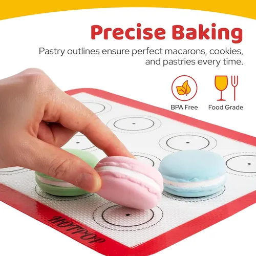 Miniatura 4 de HOTPOP Esteras de Silicona para Hornear 0.75mm - Láminas de Silicona Antiadherentes para Bandejas de Hornear y para Enrollar con Contornos