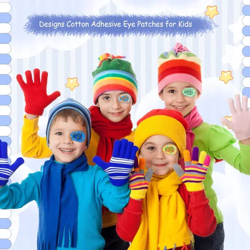 Miniatura 7 de Copkim 40 piezas de parches adhesivos para ojos para niños, 20 estilos, transpirables, para niños, paquete grande, bloqueando la luz, vendajes