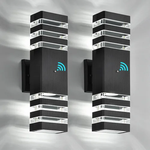 Miniatura 8 de DASTOR Luces de pared para exteriores del anochecer al amanecer, 2 capas hacia arriba hacia abajo, luces exteriores para casa, aplique exterior