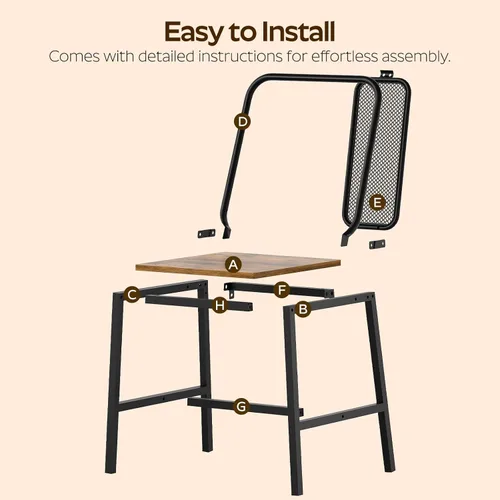 Miniatura 8 de YATINEY CY01L4BRN1 - Juego de 4 sillas de comedor de madera, sillas de comedor de granja con soporte trasero, para sala de estar, cocina, marrón