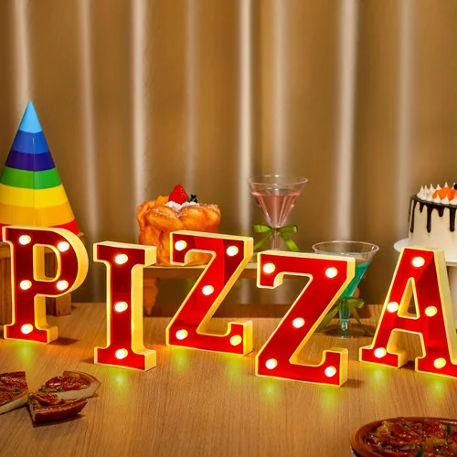 Miniatura 7 de Aurelema Casino 6.3" Letras de cartel de noche de cine para fiestas, cartel de luz de marquesina alimentado por batería, luces LED de letras