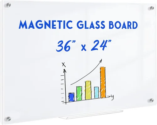 Miniatura 22 de Pizarra blanca magnética de vidrio para pared, pizarra de borrado en seco de vidrio de 16 x 12 pulgadas, pizarra blanca grande sin marco