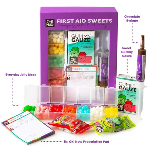 Miniatura 3 de Get Well Soon - Cesta de regalo Paquete de cuidado de caramelos Caja de kit comestible para médicos Píldoras de gelatina de frijol, gasa