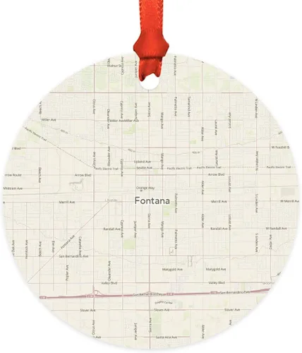 Miniatura 22 de Andaz Press Mapa de la ciudad de Estados Unidos redondo de madera natural MDF ornamento de Navidad, Akron, Ohio Vintage Mapa, 1 paquete, larga