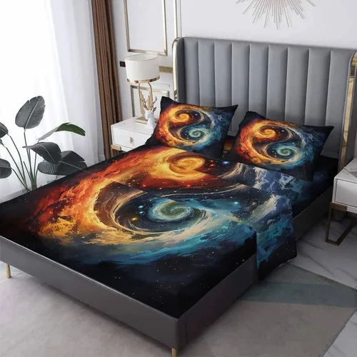 Miniatura 9 de Solar System Sheets - Juego de sábanas de tamaño California King, sábanas de cama del espacio exterior, microfibra suave y bolsillo profundo