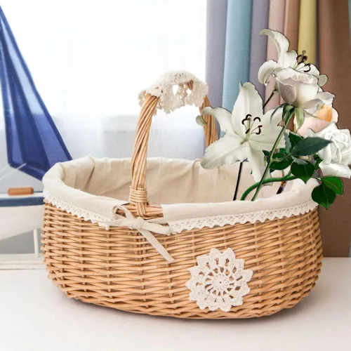 Miniatura 4 de Cesta de picnic, cesta, cesta de mimbre, juego de cesta de picnic, cesta de picnic para 2, cesta de picnic aislada, adecuada para canasta de picnic