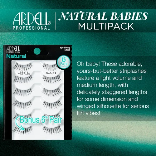 Miniatura 3 de Ardell Pestañas postizas naturales para bebés, color negro, ligeras, cortas y reutilizables, paquete de 1