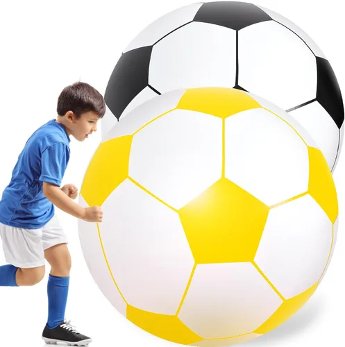 Miniatura 8 de Lewtemi 2 pelotas de fútbol inflables gigantes de 40 pulgadas, globos de playa grandes y enormes globos de fútbol, deporte, fiesta de cumpleaños