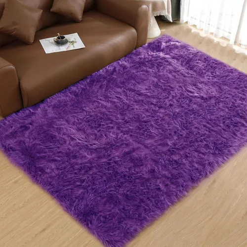 Miniatura 89 de Goolela Alfombra esponjosa de piel sintética de oveja sintética de 4 x 6 pies, color gris, para dormitorio, mesita de noche, alfombra suave de felpa