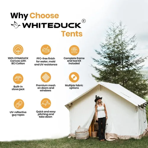 Miniatura 4 de WHITEDUCK Alpha - Tienda de campaña de pared de lona impermeable para 4 estaciones, para acampar y cazar, con marco de aluminio resistente y suelo