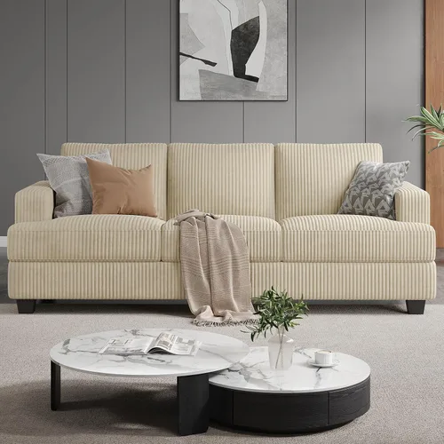 Miniatura 13 de COPIAE Sofá de 226 cm con asientos extraprofundos, sofá de 3 plazas para sala de estar, sofá moderno y cómodo, con apoyabrazos y asientos y Azul