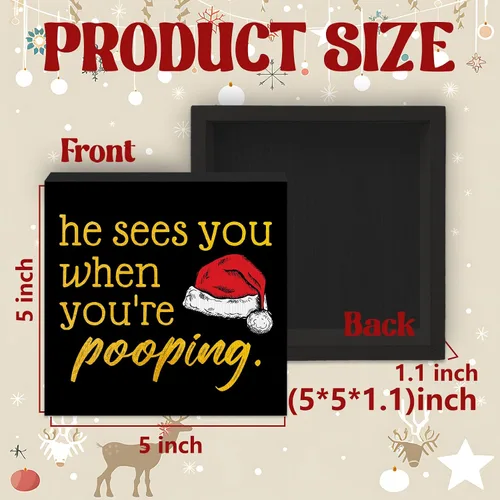Miniatura 7 de El Te Ve Cuando Estás Haciendo Popó Letrero, Divertidos Adornos Navideños, Decoración Navideña para Baño, Letrero Navideño, Letrero Navideño