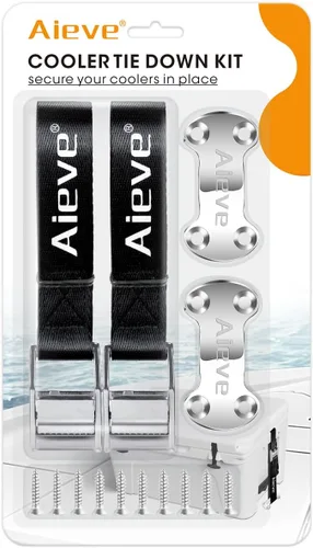 Kit de correas de amarre para enfriador Aieve - Soporte de bloqueo de pecho de hielo - Accesorios para enfriador seguros para enfriadores YETI y
