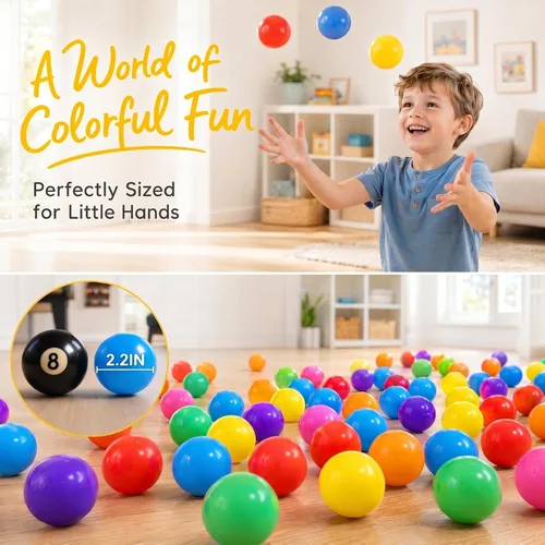 Miniatura 3 de Pelotas de 200/500/1000 unidades, bolas de plástico para pelotas de bebé, bolas coloridas sin BPA Morado