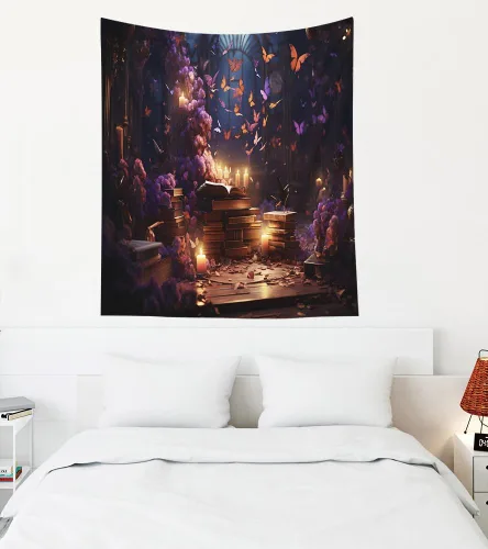 Miniatura 79 de EMMTEEY Tapiz de pared con bosque - Árbol de pino verde y niebla, arte de pared natural, 80x60 pulgadas, tapiz grande de estilo bohemio para sala