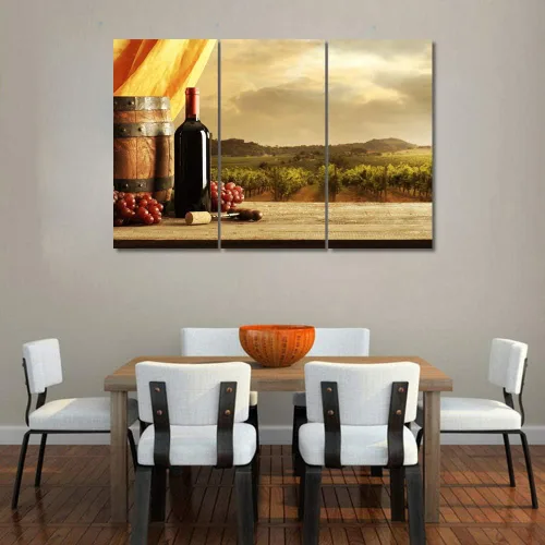 Miniatura 24 de Obra de arte para paredes del hogar, 3 paneles de letras de vino tinto, pinturas de corcho, impresiones HD, arte de pared de corcho de vino sobre