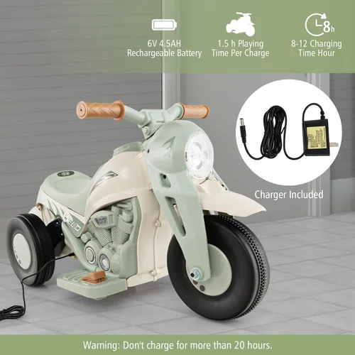 Miniatura 7 de Costzon Motocicleta Infantil, Motocicleta Eléctrica de 6V con Pilas, con Fabricante de Burbujas, Música, Faro LED, Hacia Adelante y Hacia Atrás