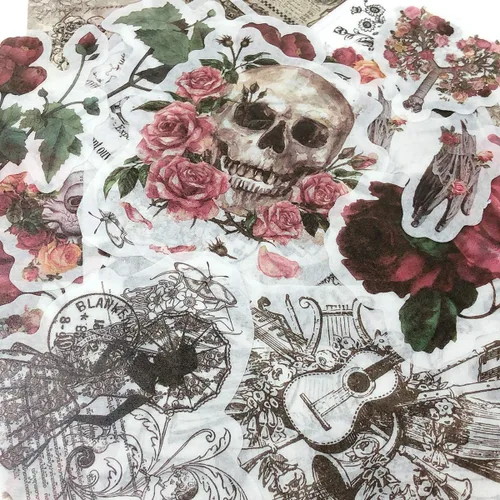 Miniatura 3 de allydrew Calcomanías decorativas para álbumes de recortes, manualidades para papelería, diario, fabricación de tarjetas (60 unidades), calaveras