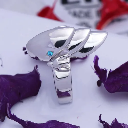 Miniatura 3 de Black Pearl Ind Blue Topaz 925 - Anillo de dragón blanco de anime Yu Gi Oh Seto Kaiba con acabado en oro blanco