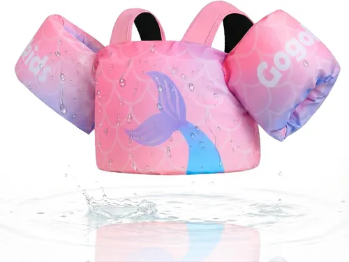 Miniatura 11 de Gogokids Chaleco de natación para niños pequeños, flotadores para niños de 24 a 66 libras, bonita chaqueta de natación de dibujos animados con arnés