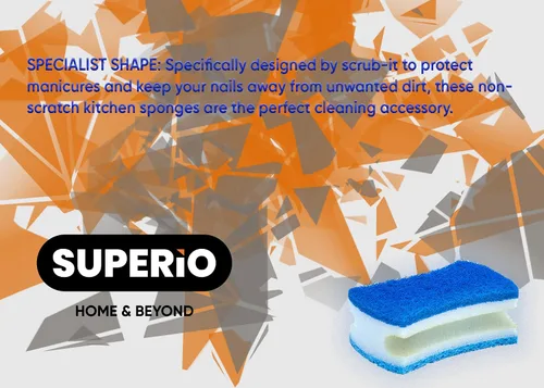 Miniatura 5 de Esponja exfoliante antiarañazos con un agarre cómodo, esponja de cocina resistente de doble cara, esponja de celulosa, sin arañazos, con juego