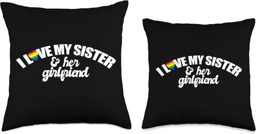 Miniatura 3 de I Love My Sister & Her Girlfriend GAY RIGHTS LGBTQ+ sis bro Throw Pillow