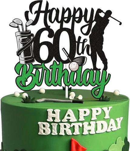 Miniatura 7 de Decoración de pastel de golf de 80 cumpleaños negro verde golf 80 años jugador de pelota decoración de pastel 1943 temática deportiva suministros