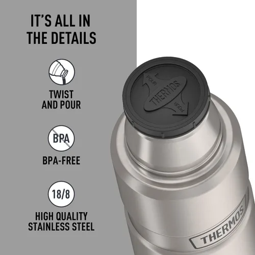 Miniatura 5 de Botella inoxidable compacta de 16 onzas líquidas, modelo King, de la marca Thermos, 16 onza, Acero inoxidable