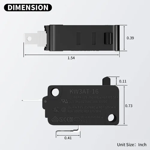 Miniatura 2 de DaierTek Interruptor de puerta de microondas KW3A/KW3AT 16A 125VAC/250VAC Enclavamiento de puerta 4 Normalmente abierto 2 Interruptor de horno