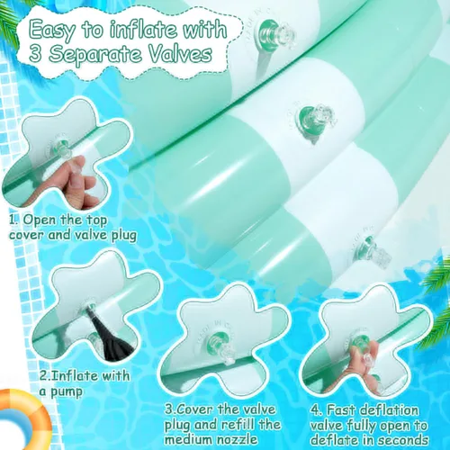 Miniatura 2 de VioraWhite Paquete de 4 piscinas inflables para niños pequeños de 48 x 10 pulgadas, color turquesa, piscina pequeña de 3 anillos redondos